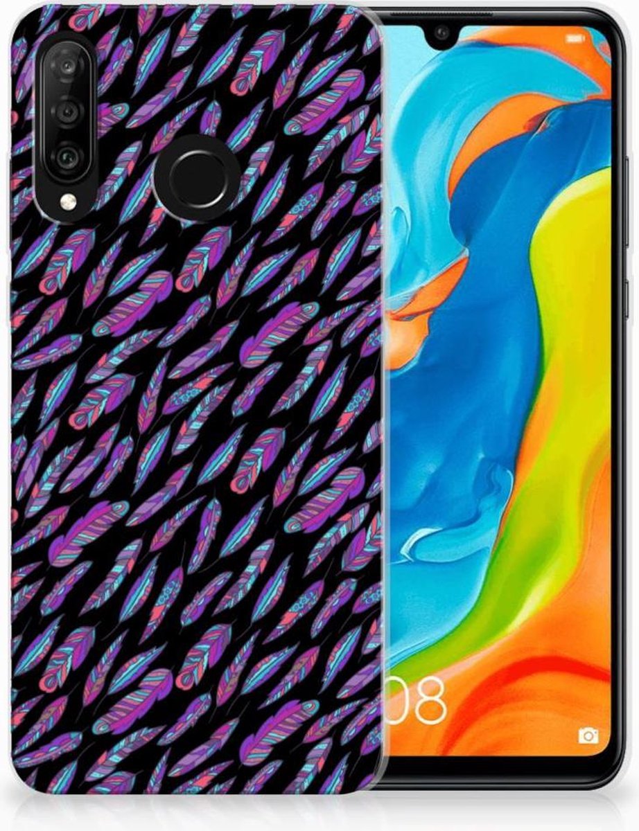 Huawei P30 Lite TPU bumper Feathers Color