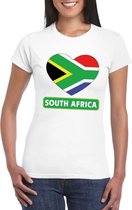 Zuid Afrika hart vlag t-shirt wit dames S
