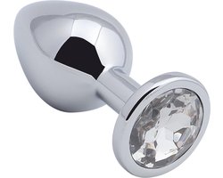 Banoch - Buttplug Aurora Clear Medium - Metalen buttplug - Diamant steen - Wit