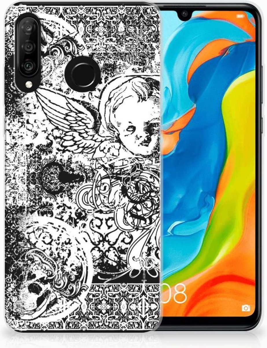 Silicone Back Case Huawei P30 Lite Skulls Angel