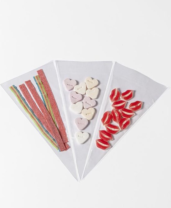 25 pieces de sac à bonbons cones transparent 15 x 19 cm