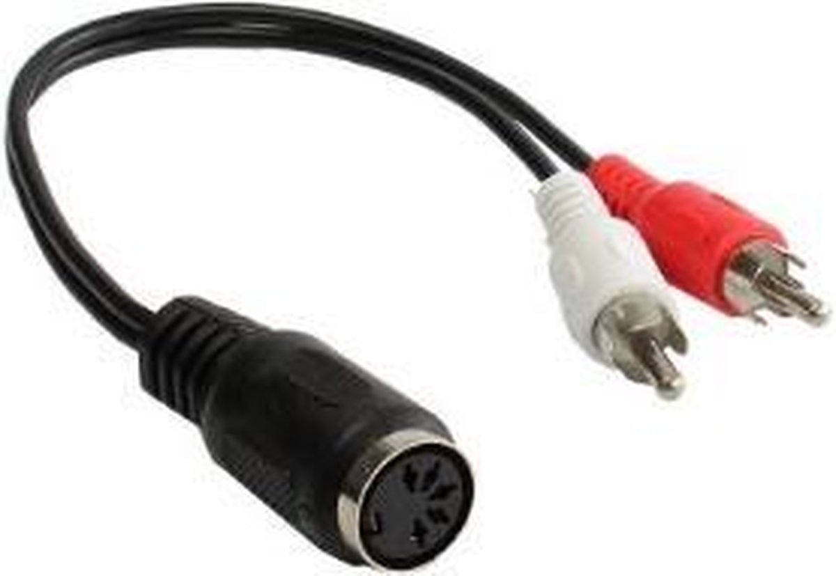 Alcasa AD-2CS5B tussenstuk voor kabels 2x RCA 5-pin DIN Zwart, Rood, Wit