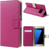 Grain litchi lederlook wallet hoesje Samsung Galaxy S7 Edge roze