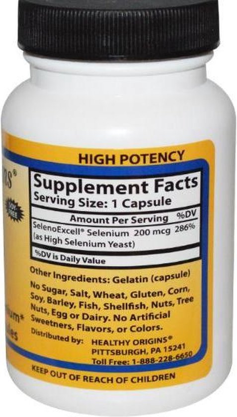 Bol Com Seleno Excell Selenium 200mcg 180 Capsules Healthy Origins