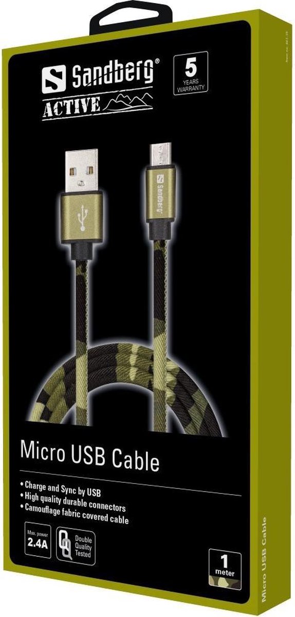 Sandberg - 441-15 - MicroUSB Green Camouflage - 1m - USB-kabel