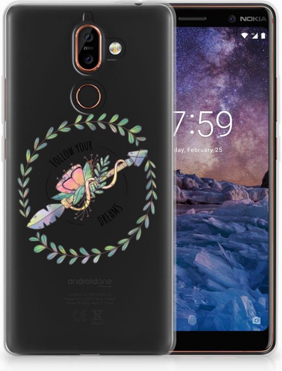 TPU Hoesje voor Nokia 7 Plus Telefoonhoesje met Naam Boho Dreams