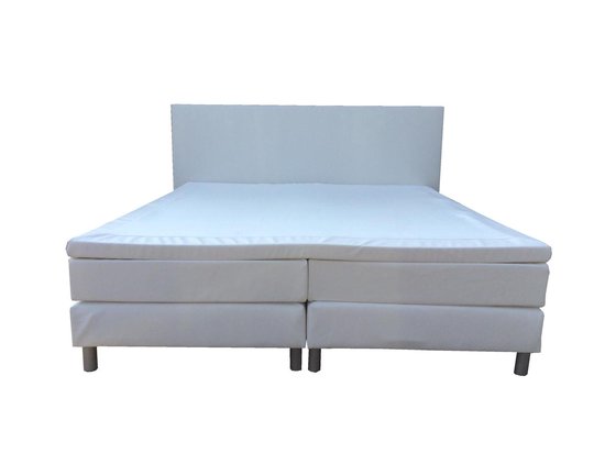 Slaaploods.nl Anda - Sommier avec matelas - 80x200 cm - Cuir artificiel - Blanc