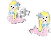 Zeemeermin oorstekers met emaille - zilveren kinderoorbellen - Toverstaartjes
