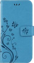 Samsung Galaxy A7 2018 Bookcase - Blauw - Bloemen - Portemonnee Hoesje