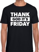 Thank god it is friday tekst t-shirt zwart heren S