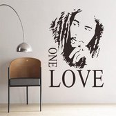 Bob Marley One Love Quote - Muurtekst- Sticker – Zwart - Wit