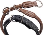 Nobby - hond - halsband - eland leer - zwart - 60 t/m 70 cm - 1,4 cm breed