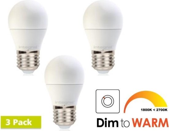 3 Pack Integral Led E27 Kogellamp 6 Watt 2700k Tot 1800k Dimtone Bol Com