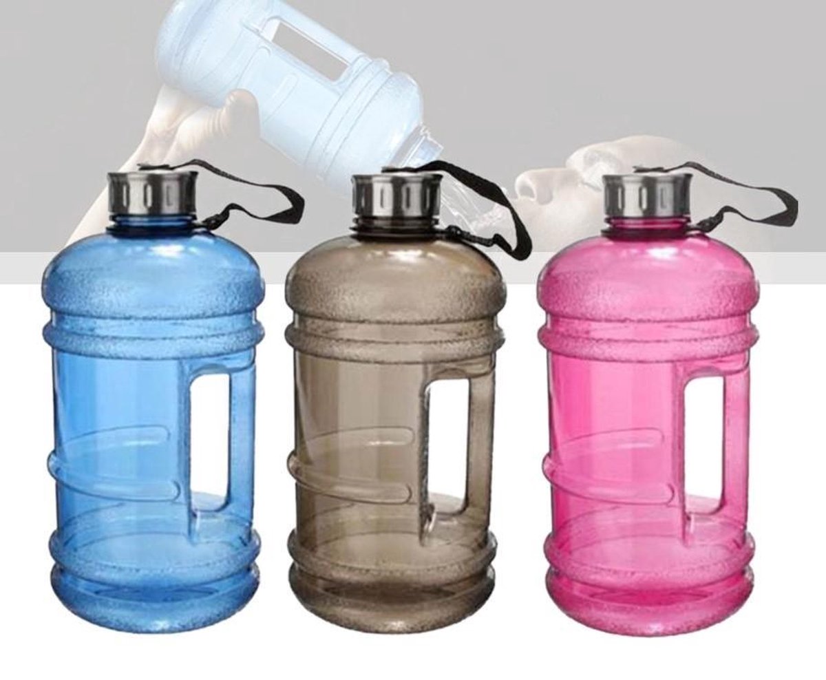 Waterfles - 2.2 liter - Drinkfles - Bidon - 2-pack - Zwart | bol.com