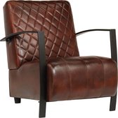 vidaXL Fauteuil 65x75x82 cm echt leer bruin