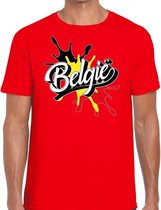 Belgie landen t-shirt spetter rood voor heren - supporter/landen kleding Belgie S