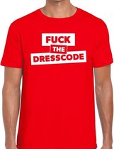 Fuck the dresscode tekst t-shirt rood heren - heren shirt Fuck the dresscode XL