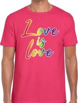 Love is love gay pride t-shirt roze voor heren L