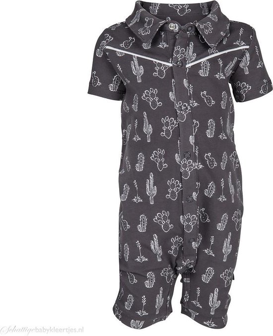 Dirkje Boxpak jumpsuit polo Cactus antraciet nOeser babykleding Maat 62 68 bol