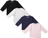 Dirkje Meisjes Shirts Lange Mouwen (4stuks) Zwart, Blauw, Lichtroze en Wit - Maat 62