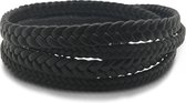 Leren armband 19,5cm dames zwart Galeara design Miro wikkelarmband trendy clipsluiting