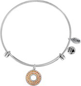 CO88 Collection Birthstone 8CB 12023 Stalen Armband met Hangers - Geboortesteen November met Swarovski Elements - One-size - Zilverkleurig / Oranje