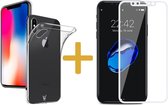Transparant Siliconen Hoesje geschikt voor Apple iPhone Xs / X + Screenprotector Volledig Dekkend Wit - TPU Case van iCall