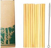 Bamboe rietjes herbruikbaar 10 stuks + schoonmaakborstel