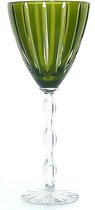 Mond geblazen kristallen wijnglazen - Wijnglas LUXORIA - olive green - set van 2 glazen - gekleurd kristal