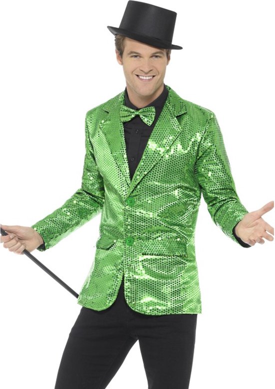 Luxe groen disco jasje met lovertjes voor mannen - Verkleedkleding
