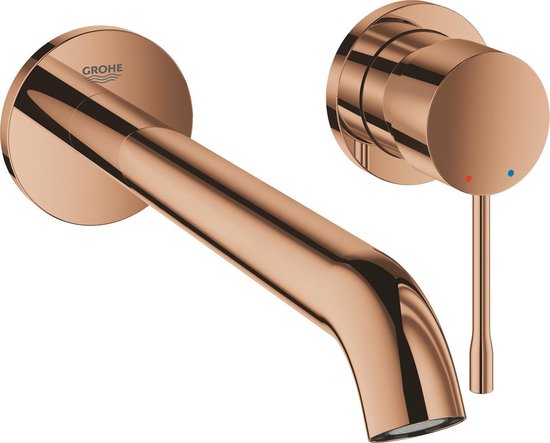GROHE Start Edge Bidetmengkraan met één hendel en push-open pop-up afvalset (metalen hendel, waterbesparende mousseur 5,7 l/min, 28 mm keramische cartridge, staarten 3/8 inch), maat 125 mm, chroom