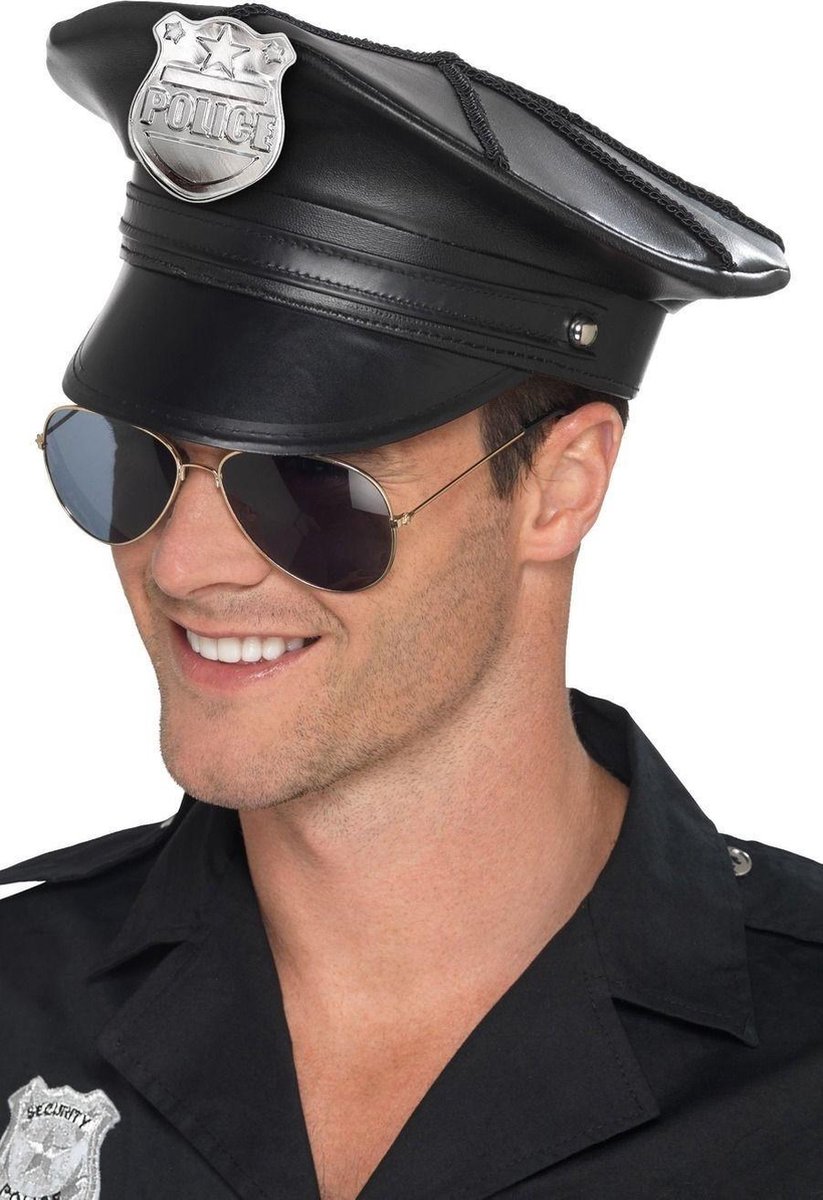 Smiffys - Hoed - Politie - Kunstleer - Zwart