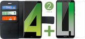 iCall Portemonnee Hoesje voor Huawei Mate 10 Lite + 2x Screenprotector Gehard Glas - Zwart Book Case Lederen TPU Wallet Case + 2 Tempered Glass Screen Protector