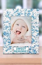 Fotolijst Baby met blauw/witte muisjes