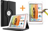 Hoes + Screenprotector geschikt voor iPad 2018 / 2017 9.7 Inch - Book Case 360 Graden Zwart