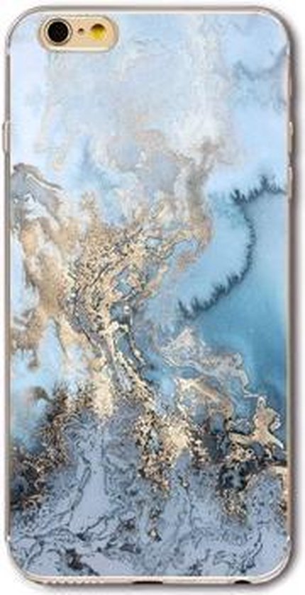 Draaien te rechtvaardigen Besnoeiing iPhone 6 en 6S hoesje - Marmer blauw/goud - by Cacious | bol.com