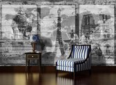 Paris City Map Vintage Photo Wallcovering