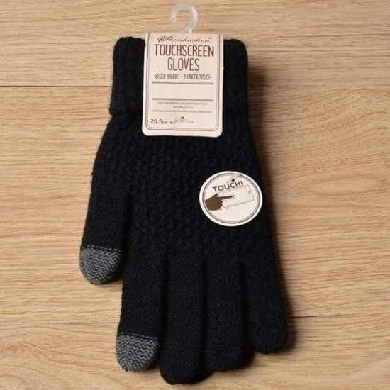Wol-winterhandschoenen - voor mannen en vrouwen - touchscreens manipuleren Zwart
