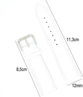 Horlogeband Leer 16mm - Croco Band + Push Pin - leer Wit
