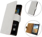 TCC Luxe Hoesje LG Nexus 4 E960 Book Case Flip Cover - Croco Wit