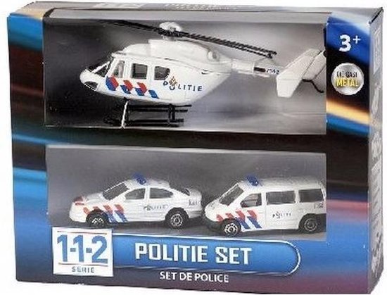 Speelgoed politie set 3-delig- helikopter 16 cm en autos 7 cm |