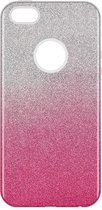 HB Hoesje Geschikt voor Apple iPhone 6 & 6s - Glitter Back Cover - Roze & Silver