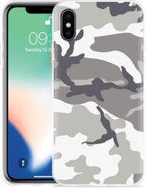 Geschikt voor Apple iPhone Xs Hoesje Army Camouflage Grey - Designed by Cazy