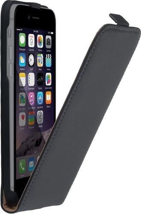 Rechtmatig Parel moeilijk Smartphone hoesje lederlook flip case zwart voor Apple iPhone 7 | bol.com