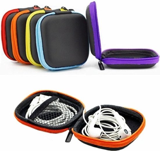Hardcase Ears cover - Housse pour câble - Sac de rangement électronique - Housse de rangement pour câble, oreillettes intra-auriculaires - Zwart/ Oranje