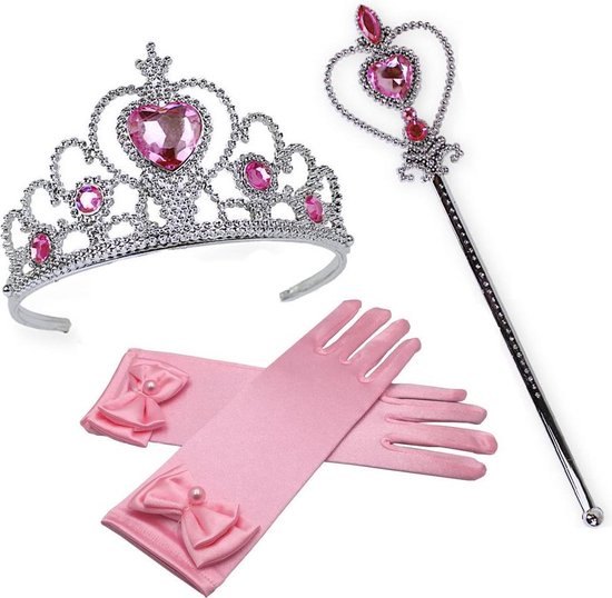Ensemble d'accessoires princesse rose - baguette magique - diadème -  couronne - longs