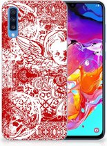 Samsung A70 TPU Siliconen Hoesje Design Angel Skull Red