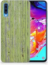 Geschikt voor Samsung Galaxy A70 TPU Backcover Design Green Wood