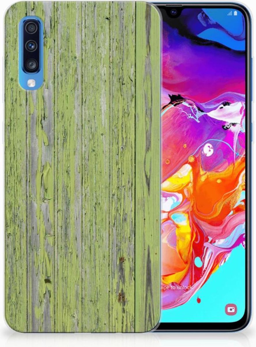 Samsung Galaxy A70 Bumper Hoesje Green Wood