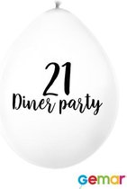 Ballonnen 21 Diner Wit met opdruk Zwart (lucht)